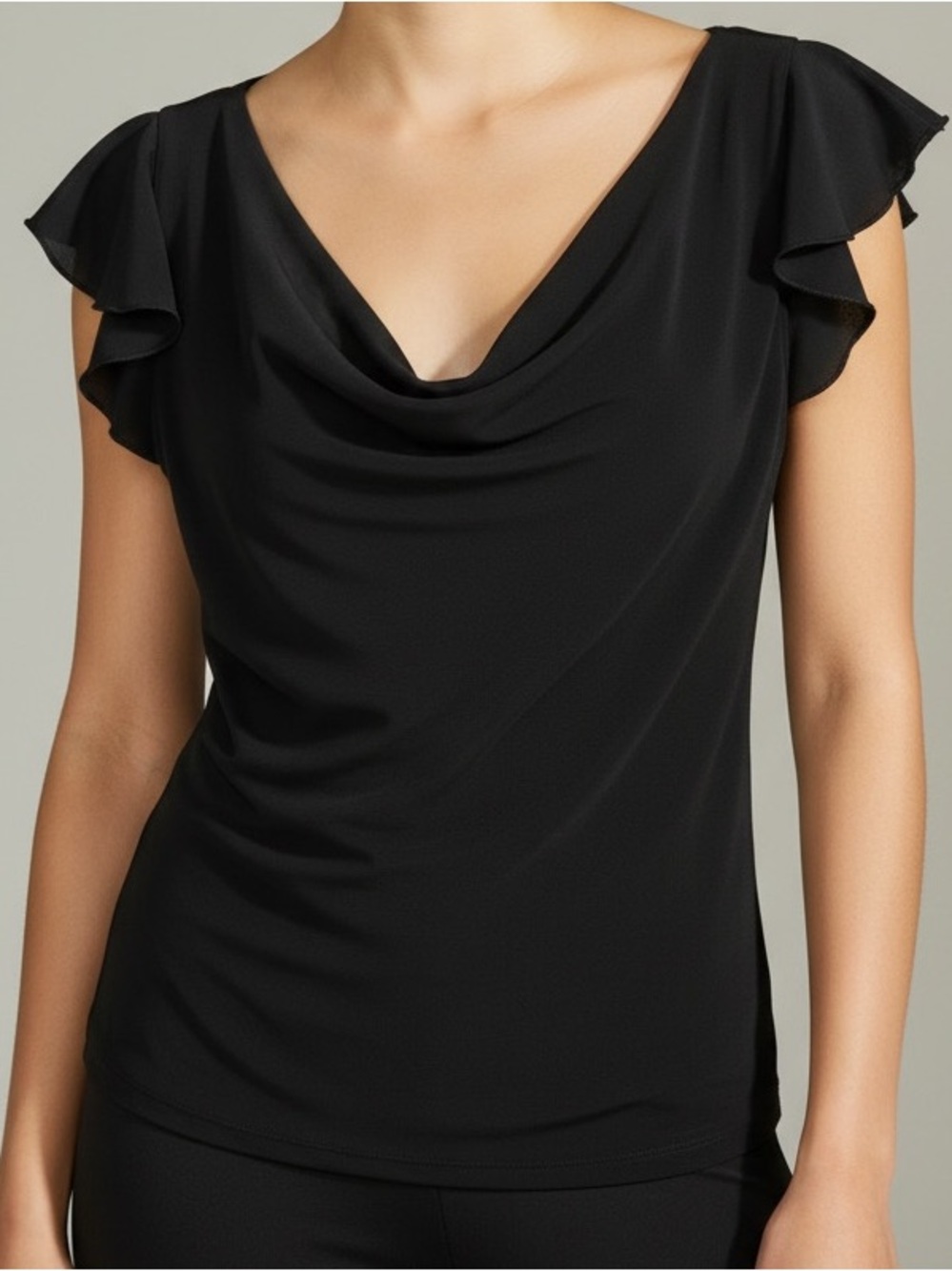 Express Small Vintage Black Cowl Neck Split Sleeve Blouse